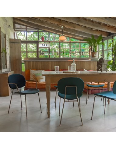 Chaise Tondina Pop avec assise rembourrée et pieds en métal - salle de restauration moderne