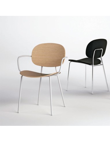 Chaise Tondina en bois et acier - rétro structure fine et élégante