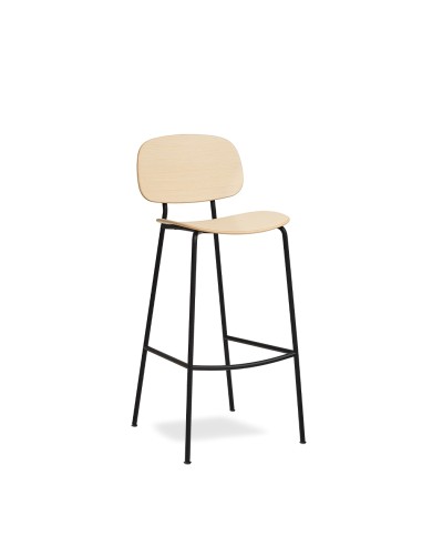 Tabouret haut Tondina pour îlot, bois naturel et structure métal noir
