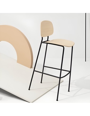 Tabouret de cuisine idéal pour îlot central - cafétaria, salle de pause Tondina en bois et métal