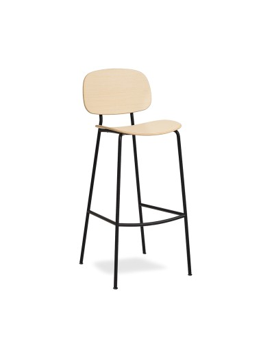 Tabouret de bar en bois et acier noir - chaleureux, accueillant pour restauration, salle de pause, cafétaria Tondina