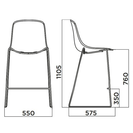 Dimensions du tabouret de bar Pure Loop Mono