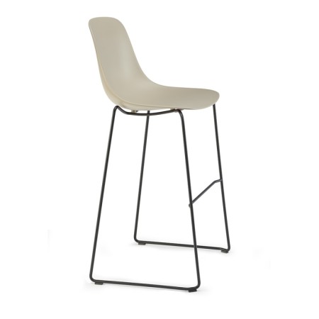 Tabouret de bar extérieur PURE LOOP MONO avec piètement noir traité et coque sable