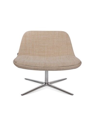 Fauteuil lounge pivotant rembourré Pure Loop Lounge beige sur base aluminium poli