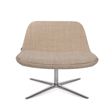 Fauteuil lounge pivotant rembourré Pure Loop Lounge beige sur base aluminium poli