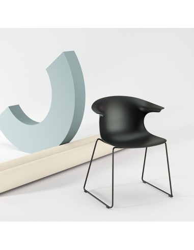 Chaise à coque plastique ergonomique - Loop Mono en noir, chaise de réunion
