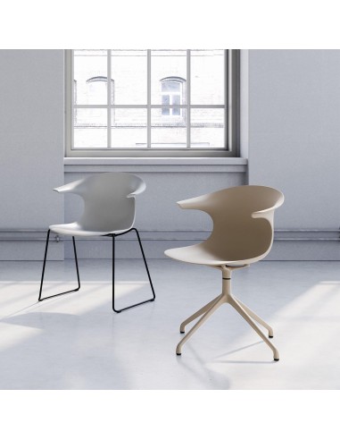Chaise pivotante Loop Mono 4 Star avec coque en plastique beige et base alu