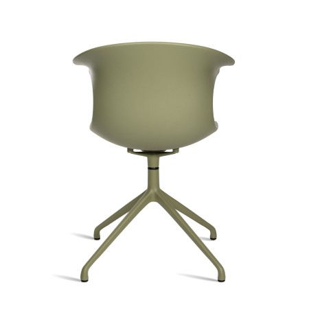 Chaise de bureau Loop Mono avec coque en plastique verte et pieds em aluminium