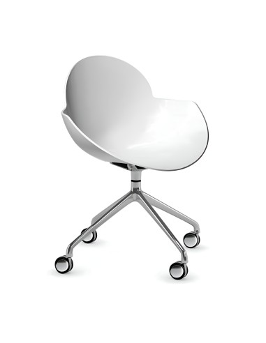 chaise de bureau design Cookie – coque blanche et base aluminium