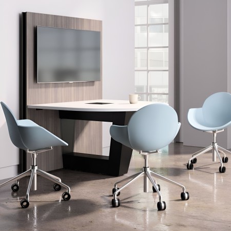 Chaise Cookie pivotante avec piètement en métal peint blanc - coque plastique ergonomique rose  2