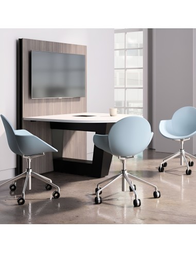 Chaise Cookie 5 branches hauteur réglable avec roulettes - chaise de bureau bleu