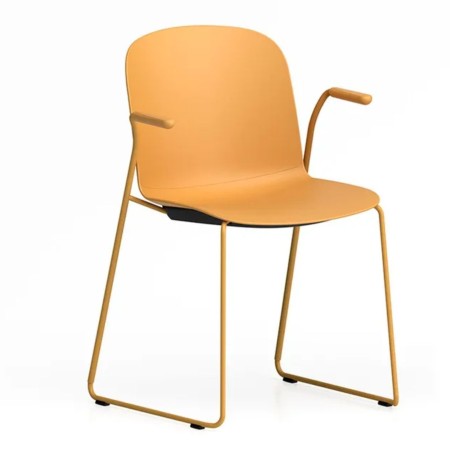 Chaise Relief avec assise en plastique confortable - plastique vert et acier noir pour salle d'attente 2