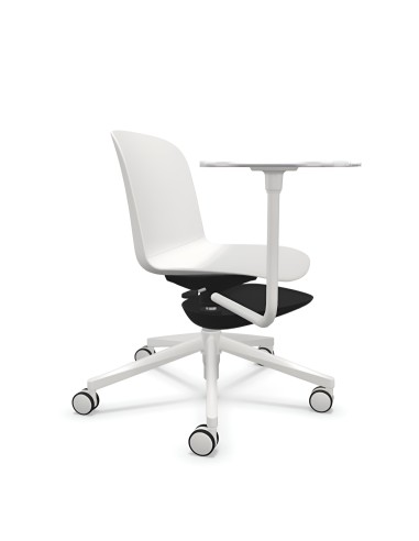 Chaise mobile ergonomique avec tablette d’écriture intégrée – Relief Edu 5 star base en blanc