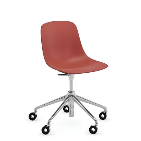 Chaise de bureau PURE LOOP MONO 5 branches à roulettes et assise réglable – coloris rouge