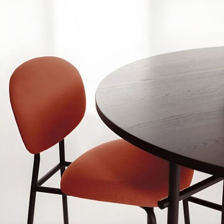 Chaise haute pour bar rembourrée en tissu rouge Tondina Fat 2