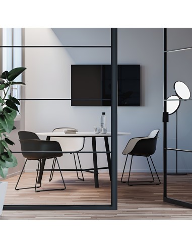 Chaise Sicla noir en plastique et acier pour bureau et salle de pause