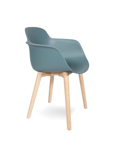 Chaise moderne et chaleureuse en bois et plastique bleu - confortable et accueillant Sicla