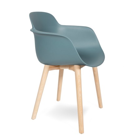Chaise moderne et chaleureuse en bois et plastique bleu - confortable et accueillant Sicla