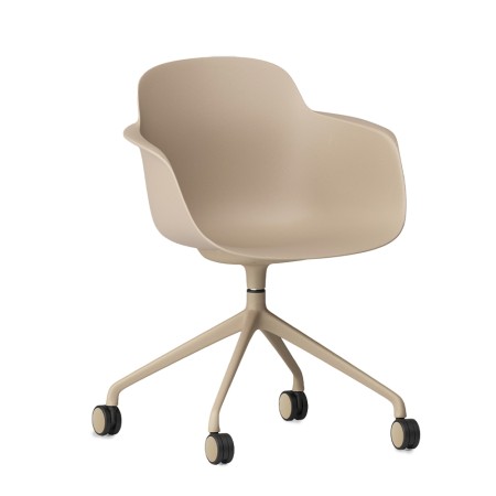 Chaise de bureau Sicla en beige pour espace de travail - roulettes, plastique confortable, acier