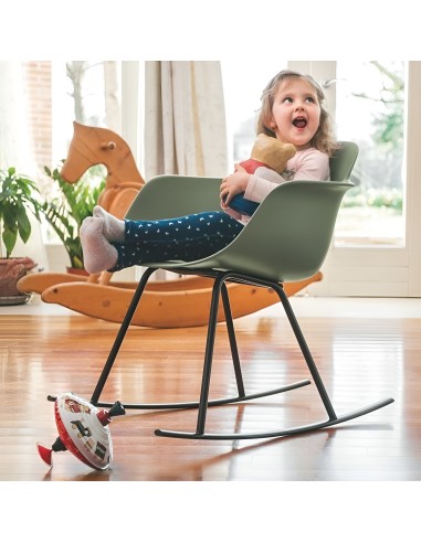 Chaise en plastique et acier à bascule pour coin jeu en salle d'attente, coin lecture enfant - Sicla