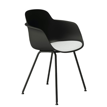 Chaise noire en plastique et acier avec assise rembourrée - siège de bureau Silca