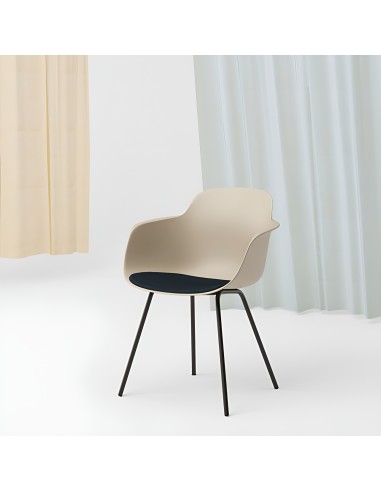 Chaise Silca avec coque plastique et asssie rembourrée - siège confortable de bureau beige