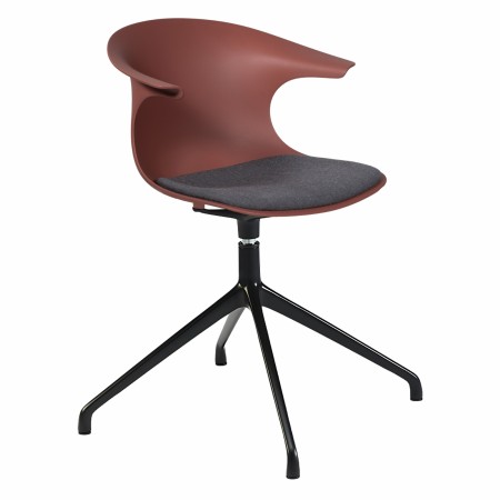 Chaise rouge brique pivotante avec assise tissu gris et pied étoile – Loop Mono
