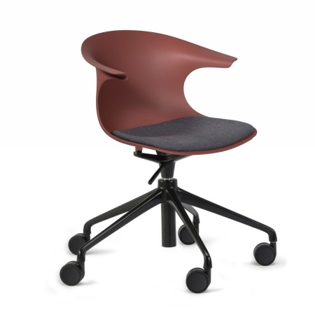 Chaise design à roulettes 5 branches avec assise tissu et réglage hauteur