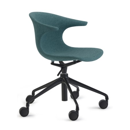 Chaise réunion tapissée à roulettes 5 branches – Loop Mono Design