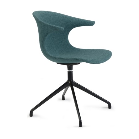 Chaise tapissée pivotante Loop Mono Design 4 branches tissu bleu
