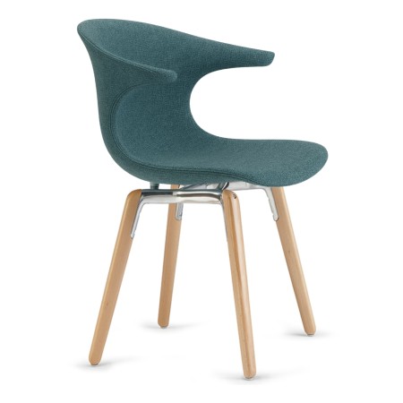 Chaise coque tissu pieds bois hêtre naturel – Loop Mono Design