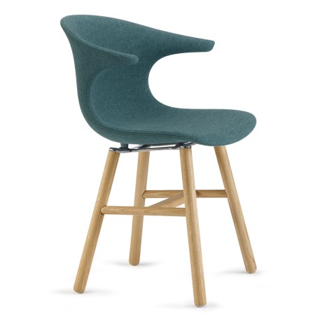 Chaise tapissée rétro bois coniques pour cafétéria ou salle d’attente