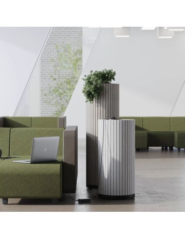 Colonnes acoustiques en feutre gris pour salle d'attente, travail