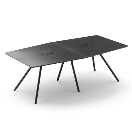 Table de réunion ARQUS noire 6-12 personnes avec pieds inclinés en métal