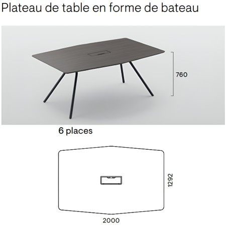 Dimensions de la table bateau conférence ARQUS