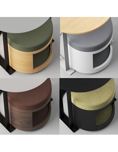 Différents coloris du Tabouret pouf Zoozoo en bois et ttissu rembourré - confort avec rangement