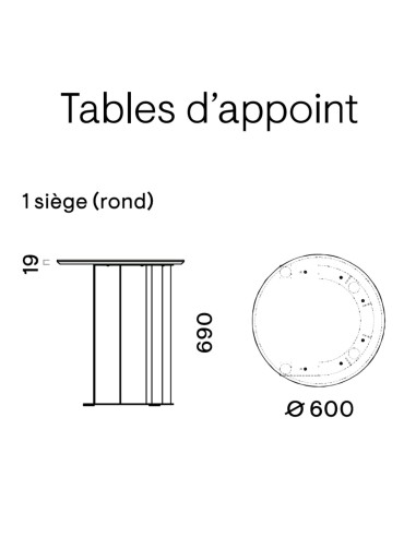 Dimensions table basse de réunion ZooZoo 1 place