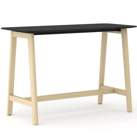 Table haute NOVA Wood en bois clair avec plateau noir – design