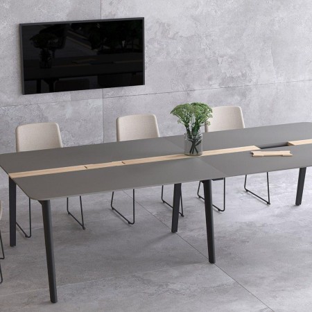 Table de réunion pour 4 personnes noire Nova Wood 2