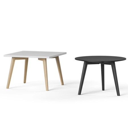 Tables basses NOVA Wood en bois – modèle rond noir et modèle carré blanc