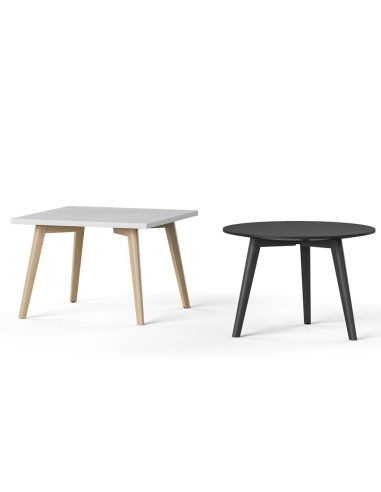 Tables basses NOVA Wood en bois – modèle rond noir et modèle carré blanc