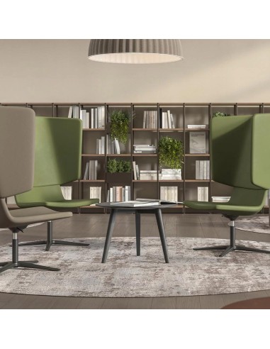 Table basse ronde noire avec fauteuils noires Nova Wood