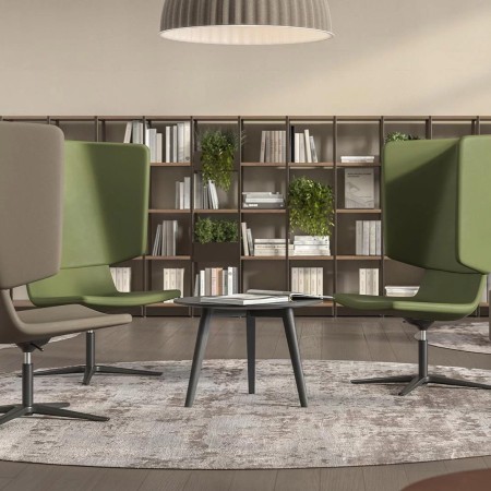 Table basse ronde noire avec fauteuils noires Nova Wood