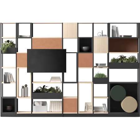 Etagère COMBUS avec différentes options et écran accroché