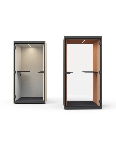 2 types de cabine avec paroi arrière en feutre PET ou en verre