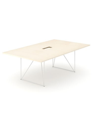 Table de réunion rectangulaire AIR en bois clair avec pieds fins en métal