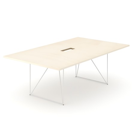 Table de réunion rectangulaire AIR en bois clair avec pieds fins en métal