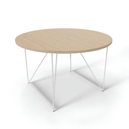 Table de réunion ronde AIR Ø120 cm avec piètement filaire blanc