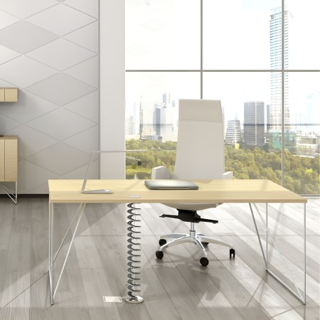 Bureau AIR bois clair 1 poste avec piètement filaire en métal - poste de travail gestion de câbles à Winterthur.