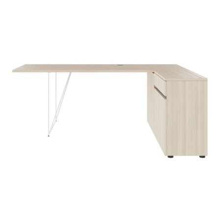 Bureau en bois clair et structure fine pour espaces de travail et direction - armoire en coin AIR